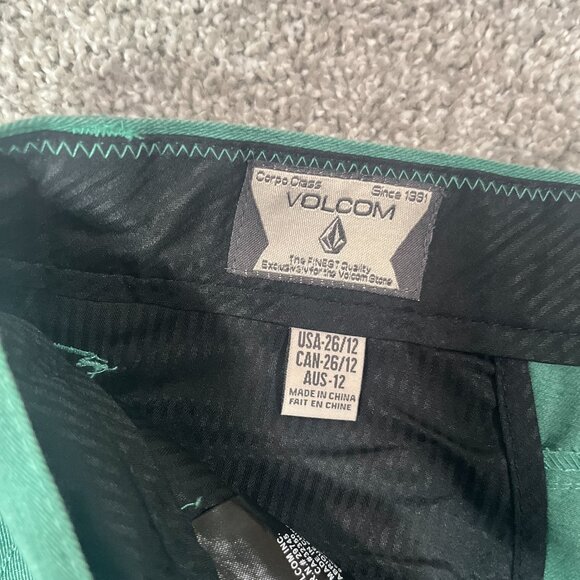 Volcom Shorts Youth 26 VMonty Chino Green 10 inch Inseam Skate Walking Shorts - Picture 3 of 7